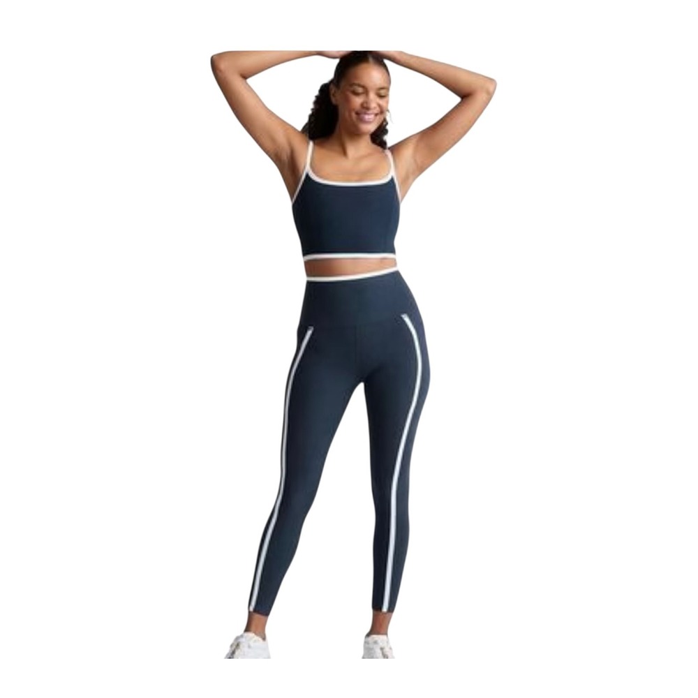 Beyond Yoga Navy White Set Crop Tank Medium & Leggings Small Gym Athleisure EUC - Picture 5 of 16
